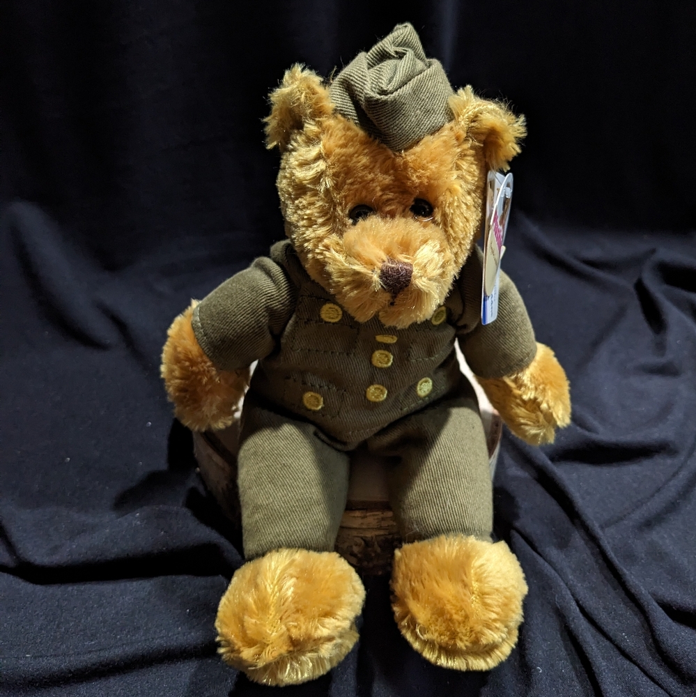 2011 WITH TAGS PLUSHLAND ARMY UNIFORM TEDDY BEAR.